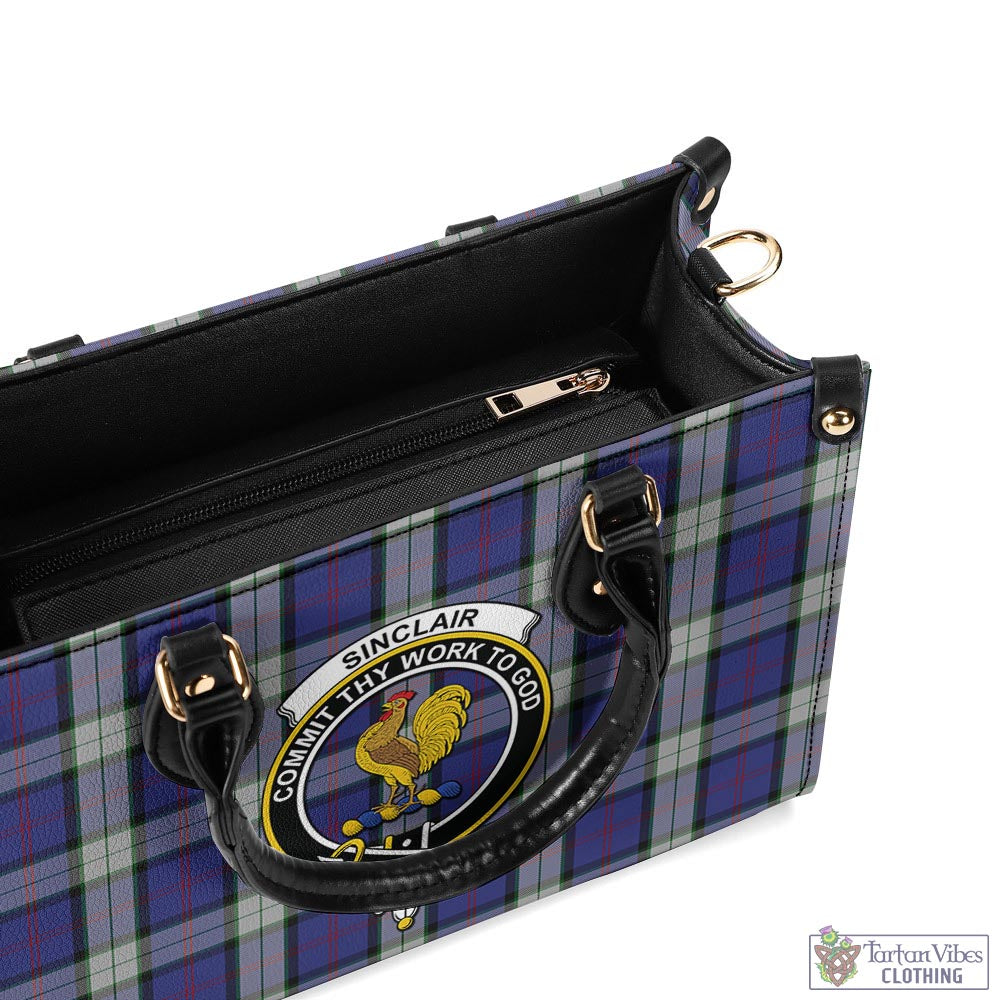 Tartan Vibes Clothing Sinclair Dress Tartan Luxury Leather Handbags with Family Crest