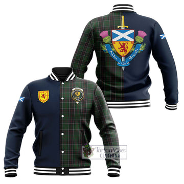 Sinclair Hunting Tartan Baseball Jacket Alba with Scottish Lion Royal Arm Half Style