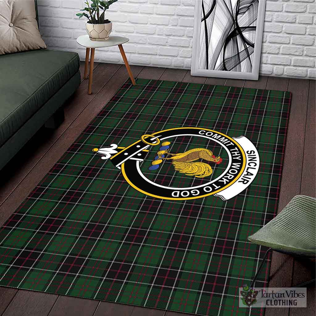 Tartan Vibes Clothing Sinclair Hunting Tartan Area Rug with Family Crest