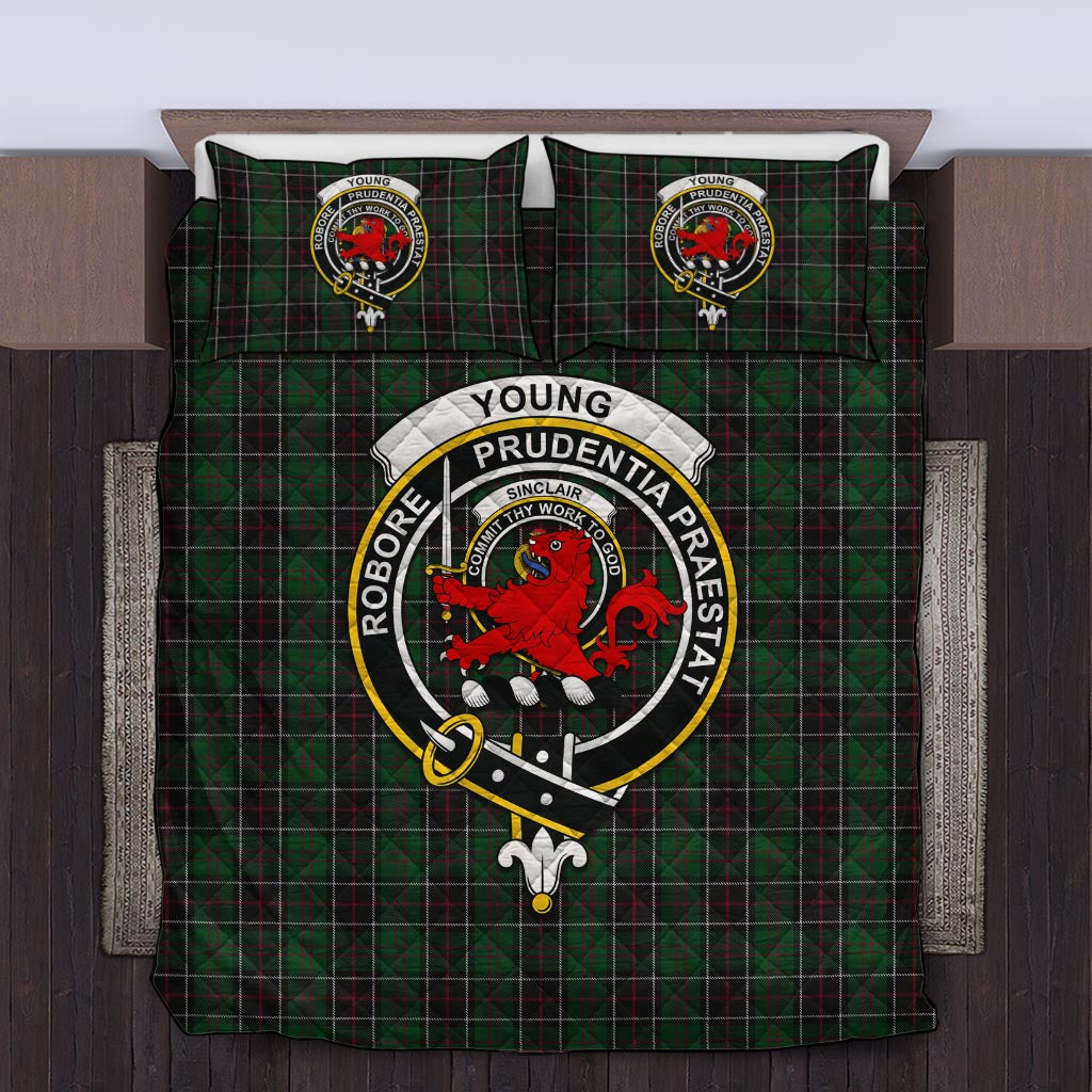 Sinclair Hunting Tartan Quilt Bed Set with Family Crest - Tartanvibesclothing Shop