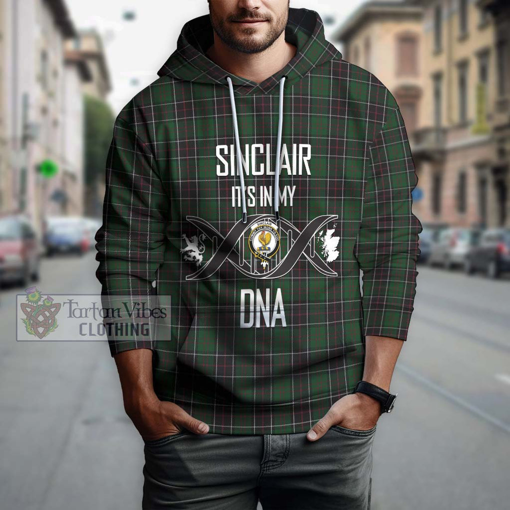 Sinclair Hunting Tartan Hoodie with Family Crest DNA In Me Style Pullover Hoodie - Tartanvibesclothing Shop