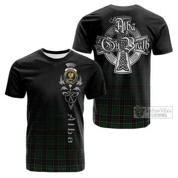 Sinclair Hunting Tartan Cotton T-shirt Featuring Alba Gu Brath Family Crest Celtic Inspired