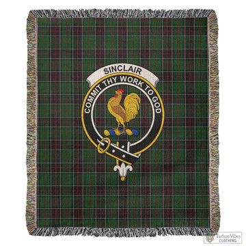 Sinclair Hunting Tartan Woven Blanket with Family Crest