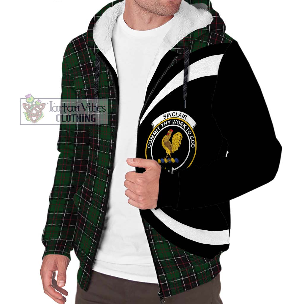 Tartan Vibes Clothing Sinclair Hunting Tartan Sherpa Hoodie with Family Crest Circle Style