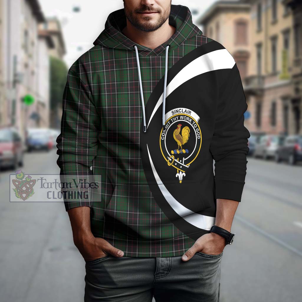 Tartan Vibes Clothing Sinclair Hunting Tartan Hoodie with Family Crest Circle Style