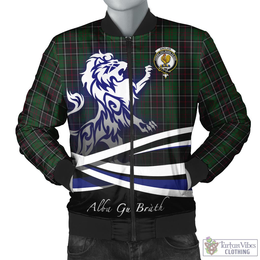 Tartan Vibes Clothing Sinclair Hunting Tartan Bomber Jacket with Alba Gu Brath Regal Lion Emblem