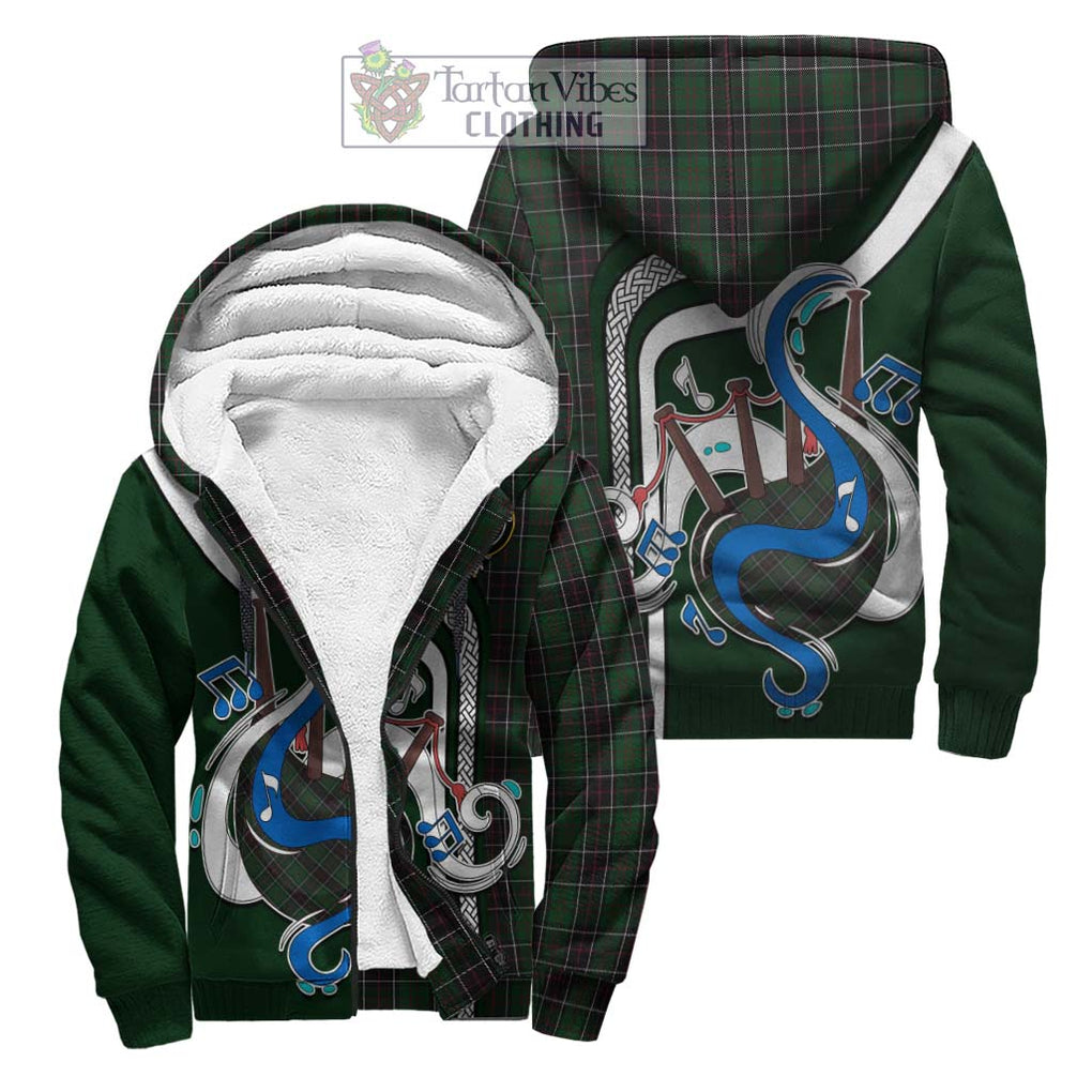 Sinclair Hunting Tartan Sherpa Hoodie with Epic Bagpipe Style Unisex S - Tartanvibesclothing Shop