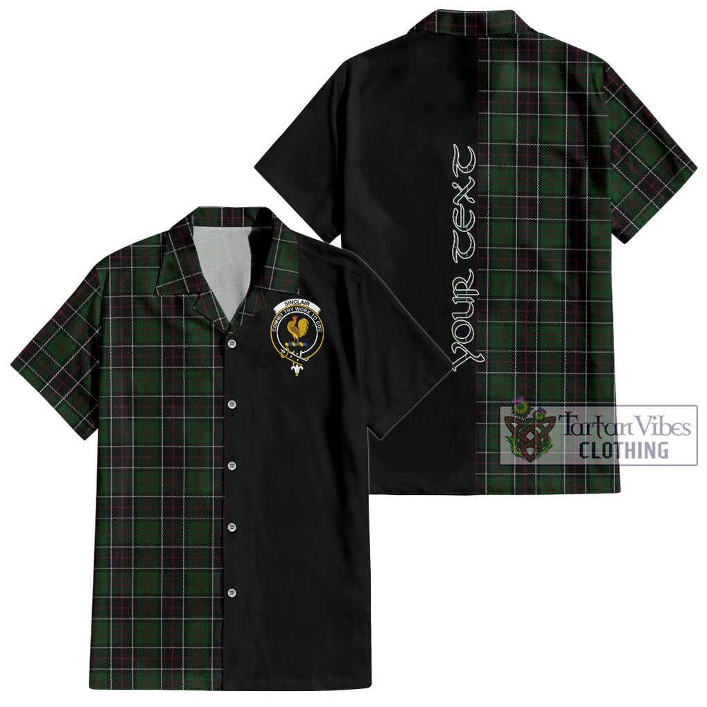 Sinclair Hunting Tartan Short Sleeve Button Shirt with Family Crest and Half Of Me Style Kid - Tartanvibesclothing Shop