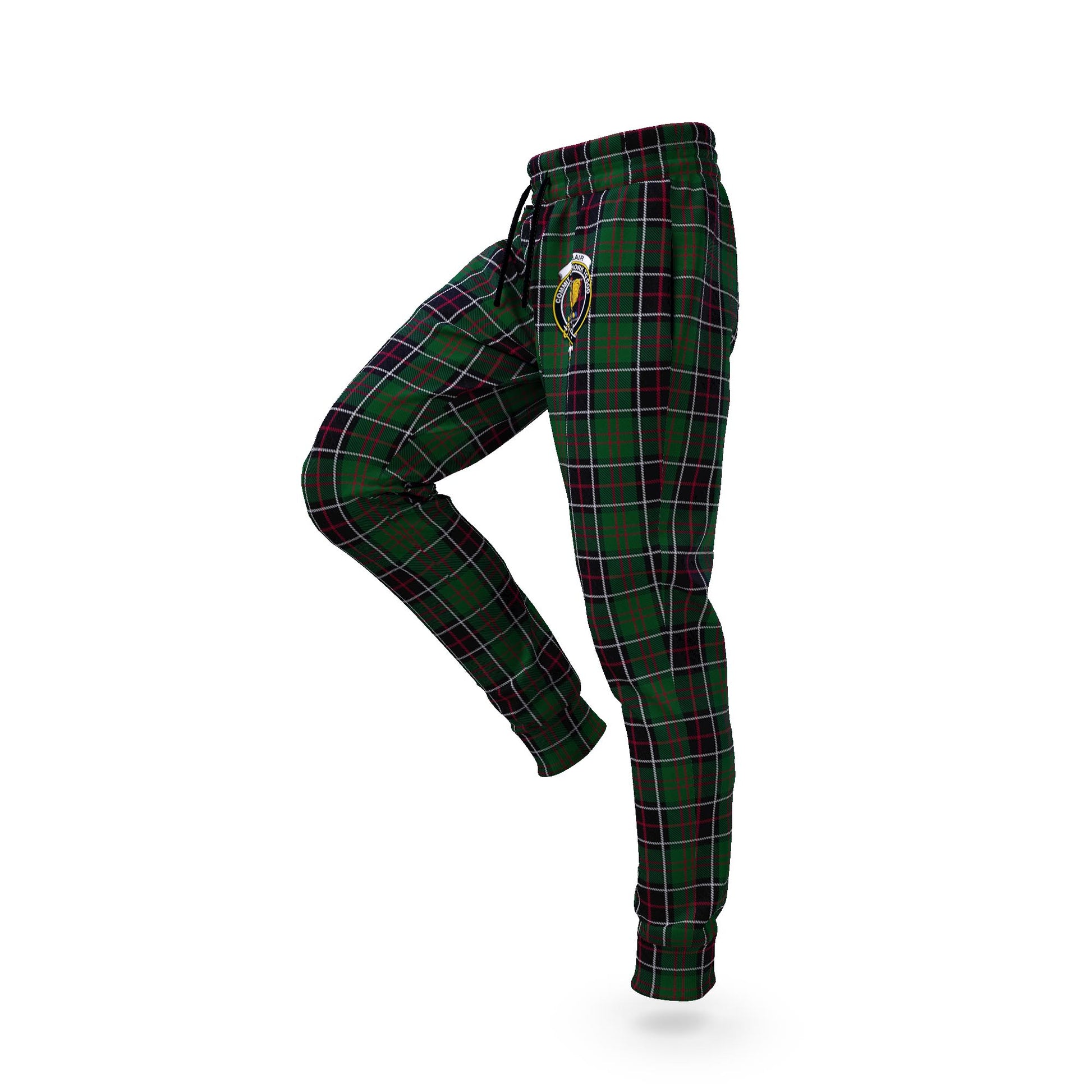 Sinclair Hunting Tartan Joggers Pants with Family Crest S - Tartanvibesclothing Shop
