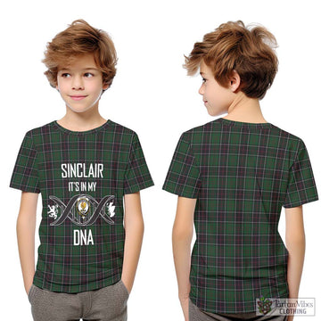 Sinclair Hunting Tartan Kid T-Shirt with Family Crest DNA In Me Style