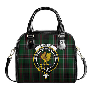 Sinclair Hunting Tartan Shoulder Handbags with Family Crest
