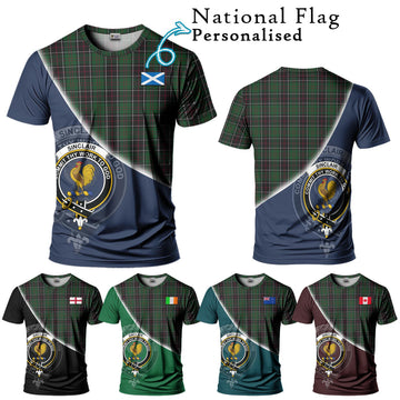 Sinclair Hunting Tartan T-Shirt with Personalised National Flag and Family Crest Half Style