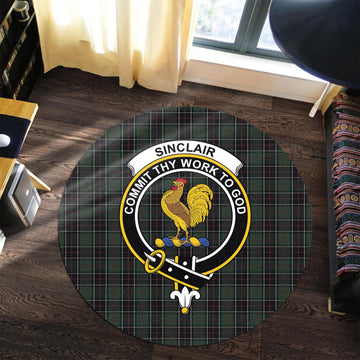 Sinclair Hunting Tartan Round Rug with Family Crest