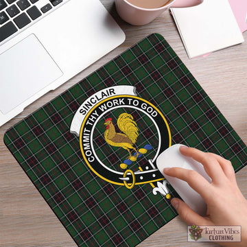 Sinclair Hunting Tartan Mouse Pad with Family Crest