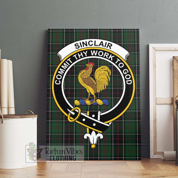 Sinclair Hunting Tartan Canvas Print Wall Art with Family Crest