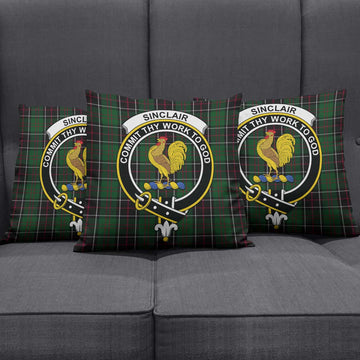 Sinclair Hunting Tartan Pillow Cover with Family Crest
