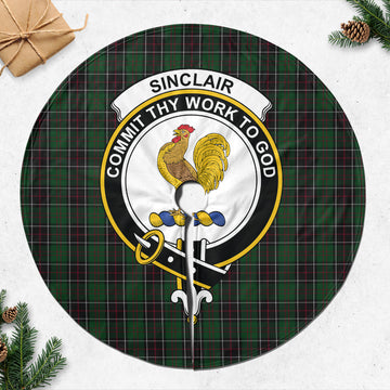 Sinclair Hunting Tartan Christmas Tree Skirt with Family Crest