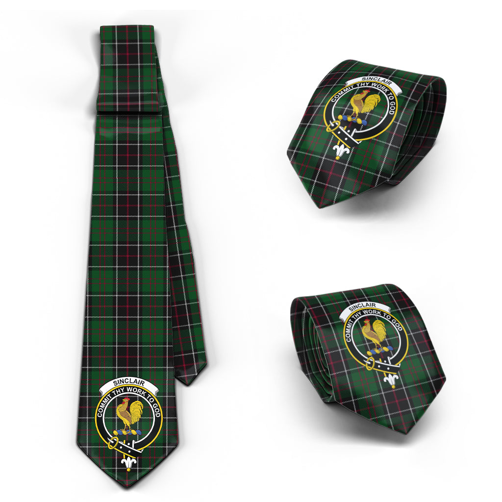 Sinclair Hunting Tartan Classic Necktie with Family Crest Necktie One Size - Tartan Vibes Clothing