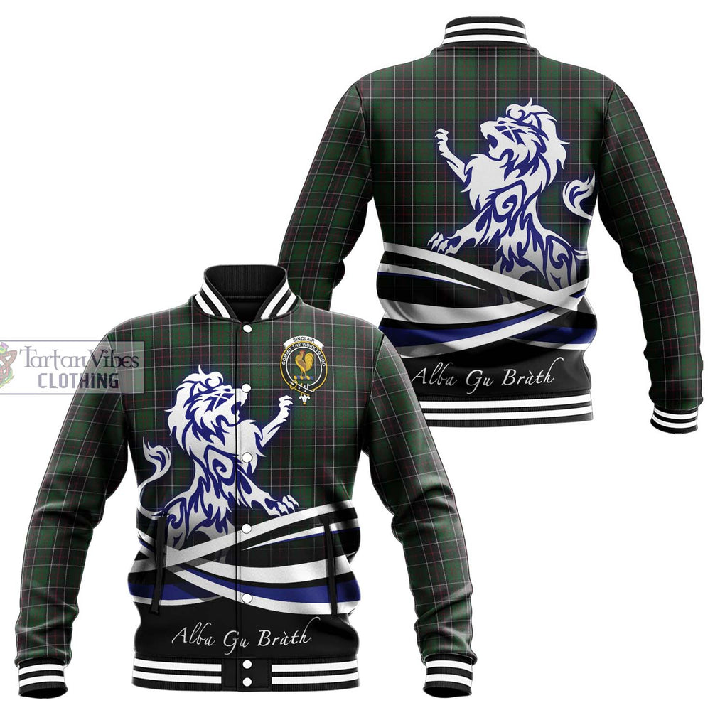 Sinclair Hunting Tartan Baseball Jacket with Alba Gu Brath Regal Lion Emblem Unisex - Tartanvibesclothing Shop