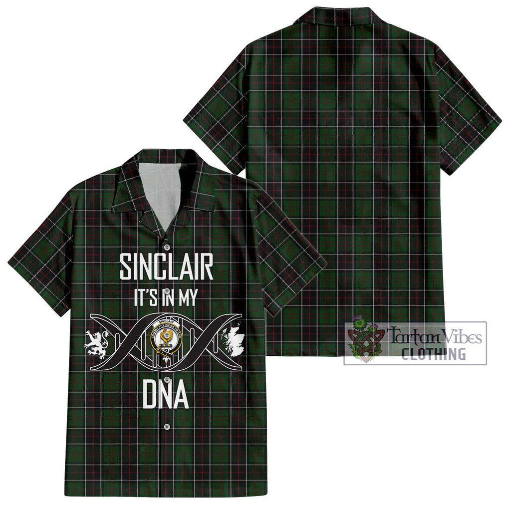 Sinclair Hunting Tartan Short Sleeve Button Shirt with Family Crest DNA In Me Style Kid - Tartanvibesclothing Shop