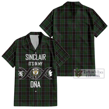 Sinclair Hunting Tartan Short Sleeve Button Shirt with Family Crest DNA In Me Style