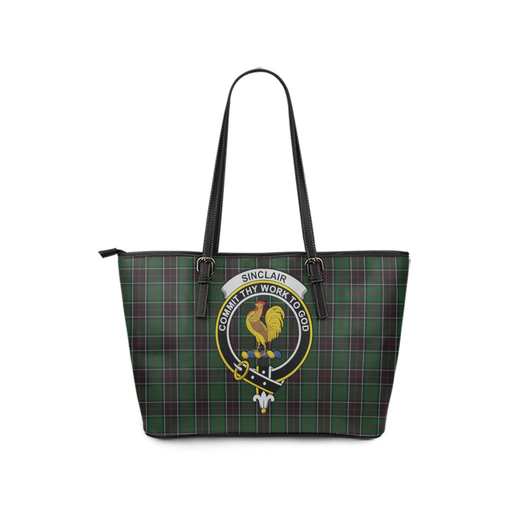 Sinclair Hunting Tartan Leather Tote Bag with Family Crest - Tartan Vibes Clothing