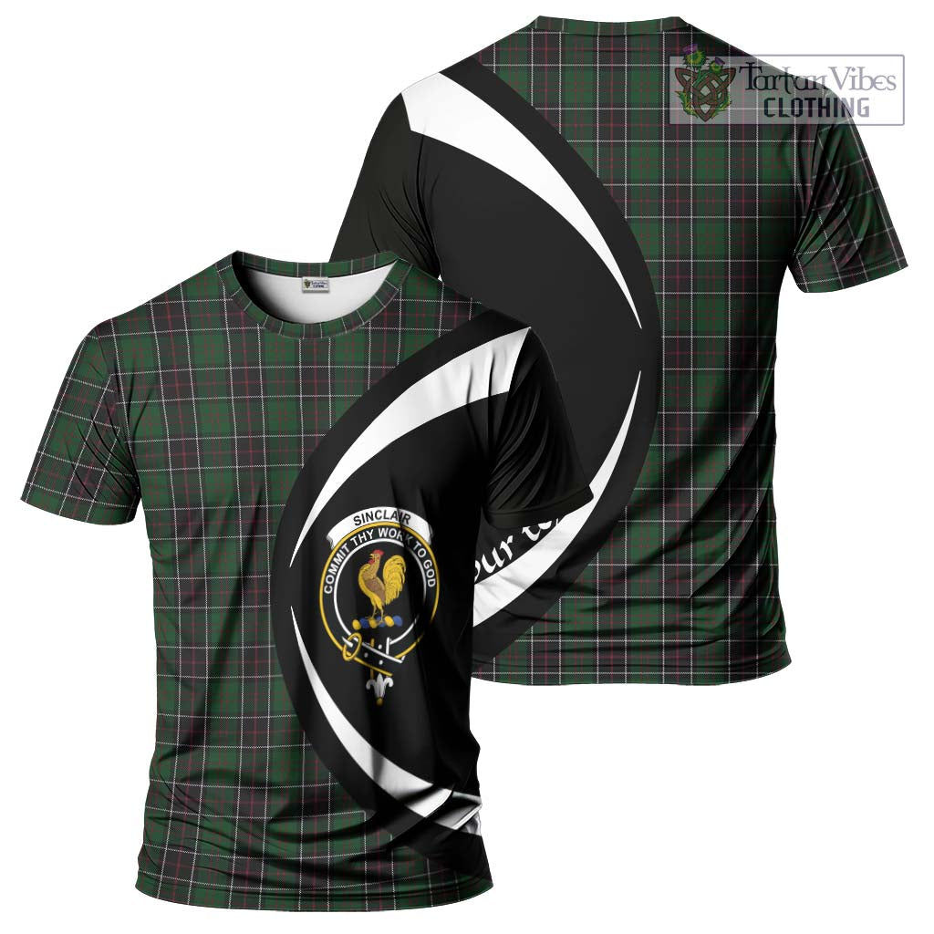 Tartan Vibes Clothing Sinclair Hunting Tartan T-Shirt with Family Crest Circle Style