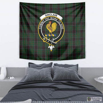 Sinclair Hunting Tartan Tapestry Wall Hanging and Home Decor for Room with Family Crest