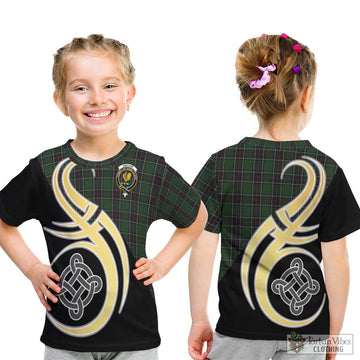 Sinclair Hunting Tartan Kid T-Shirt with Family Crest and Celtic Symbol Style