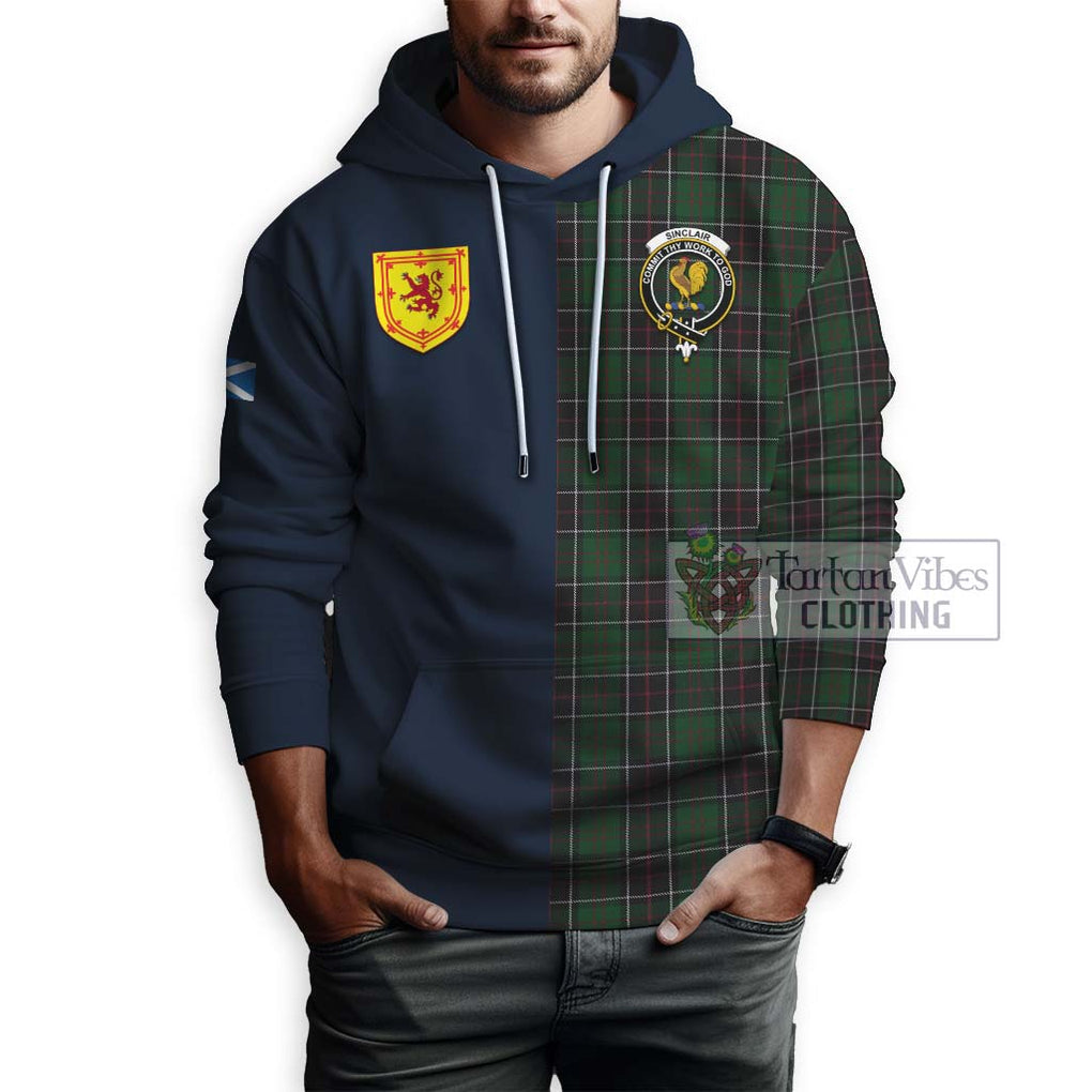 Tartan Vibes Clothing Sinclair Hunting Tartan Hoodie with Scottish Lion Royal Arm Half Style