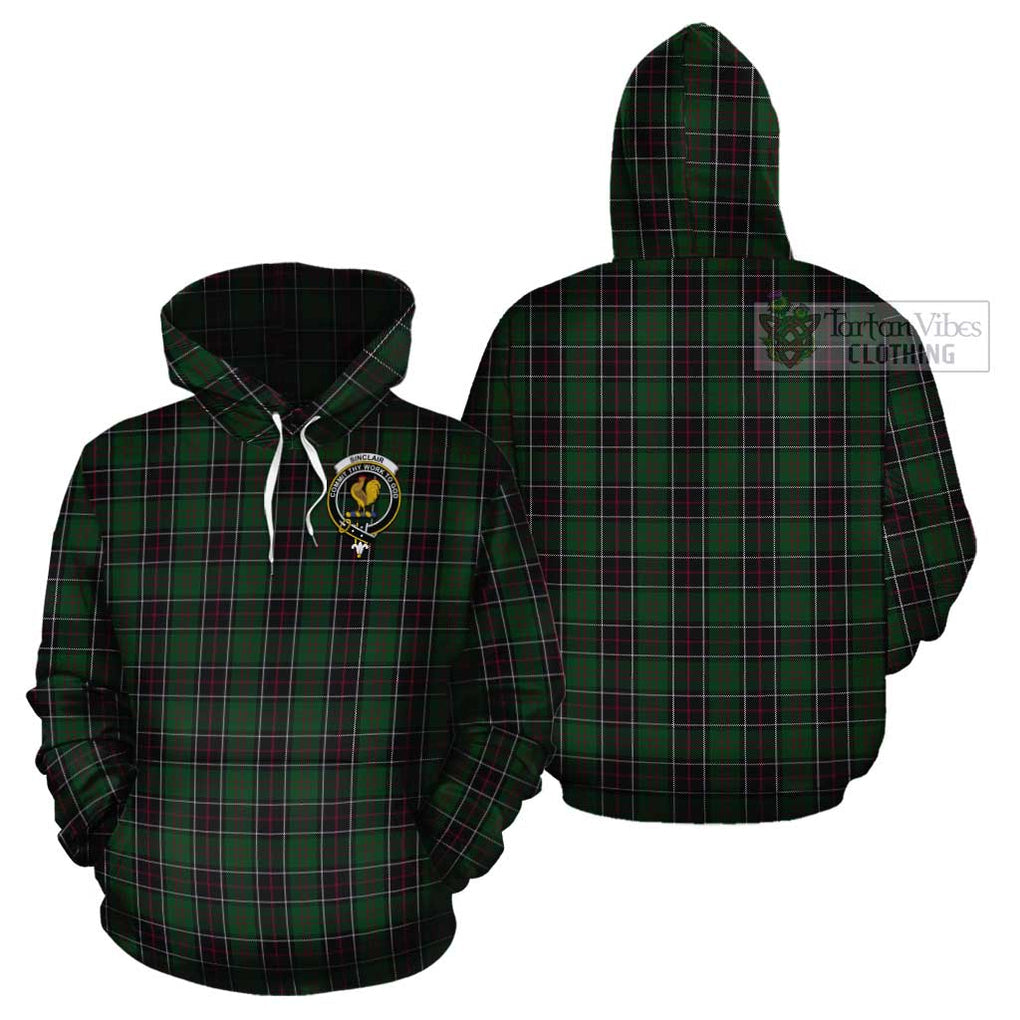 Sinclair Hunting Tartan Cotton Hoodie with Family Crest Pullover Hoodie - Tartan Vibes Clothing