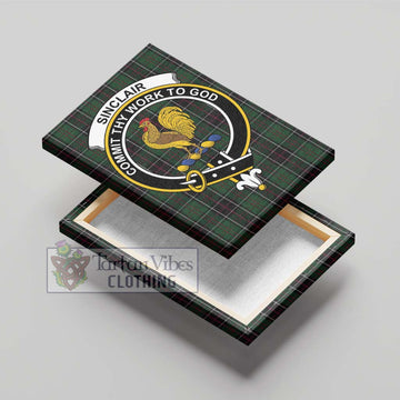 Sinclair Hunting Tartan Canvas Print Wall Art with Family Crest