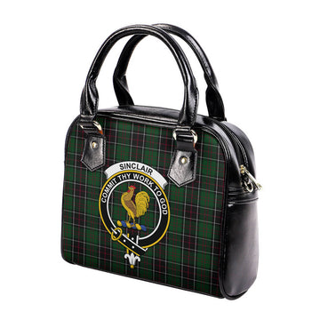 Sinclair Hunting Tartan Shoulder Handbags with Family Crest