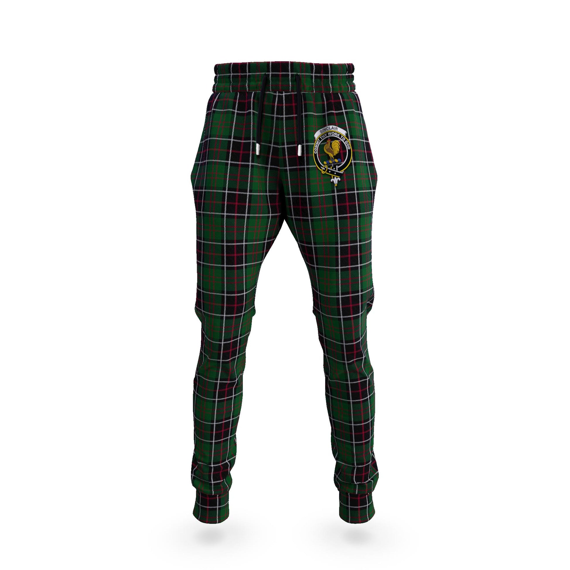 Sinclair Hunting Tartan Joggers Pants with Family Crest - Tartanvibesclothing Shop