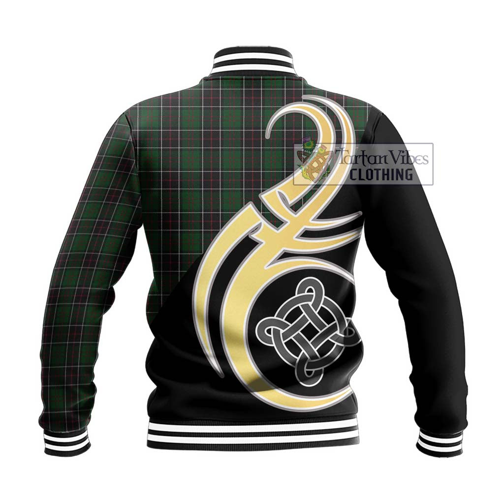 Sinclair Hunting Tartan Baseball Jacket with Family Crest and Celtic Symbol Style - Tartan Vibes Clothing