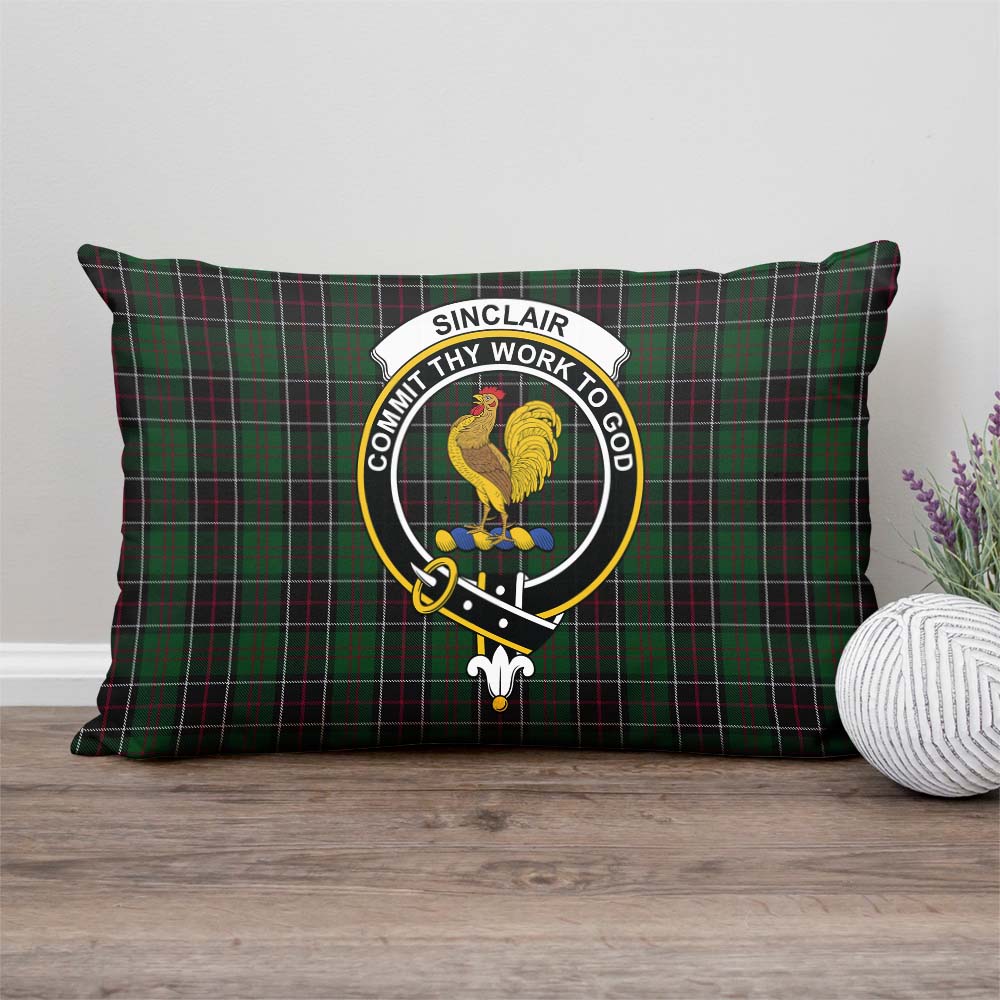 Sinclair Hunting Tartan Pillow Cover with Family Crest Rectangle Pillow Cover - Tartanvibesclothing
