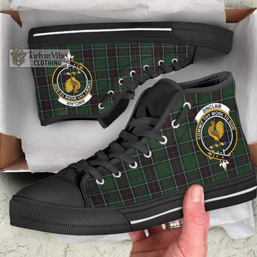 Sinclair Hunting Tartan High Top Shoes with Family Crest