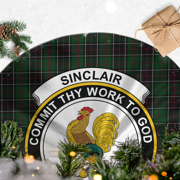 Sinclair Hunting Tartan Christmas Tree Skirt with Family Crest