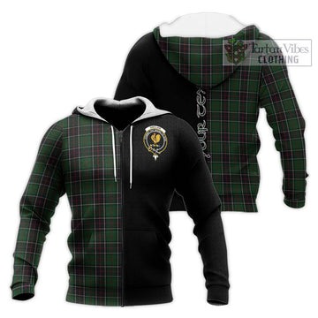 Sinclair Hunting Tartan Knitted Hoodie with Family Crest and Half Of Me Style