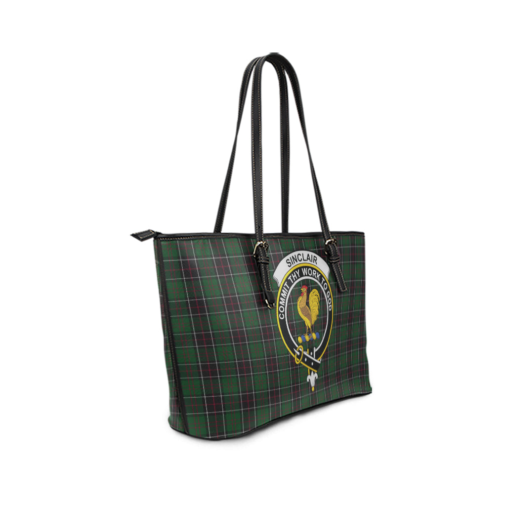 Sinclair Hunting Tartan Leather Tote Bag with Family Crest - Tartan Vibes Clothing