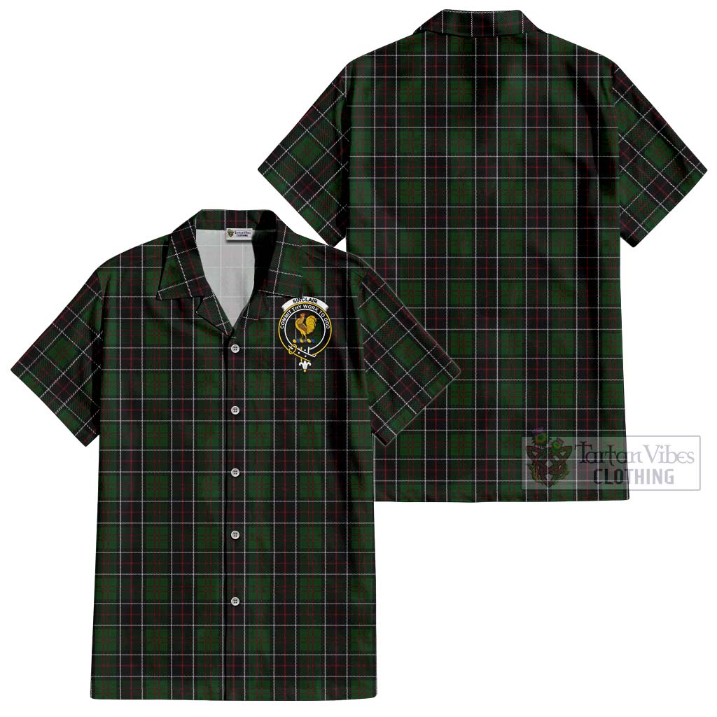 Tartan Vibes Clothing Sinclair Hunting Tartan Cotton Hawaiian Shirt with Family Crest