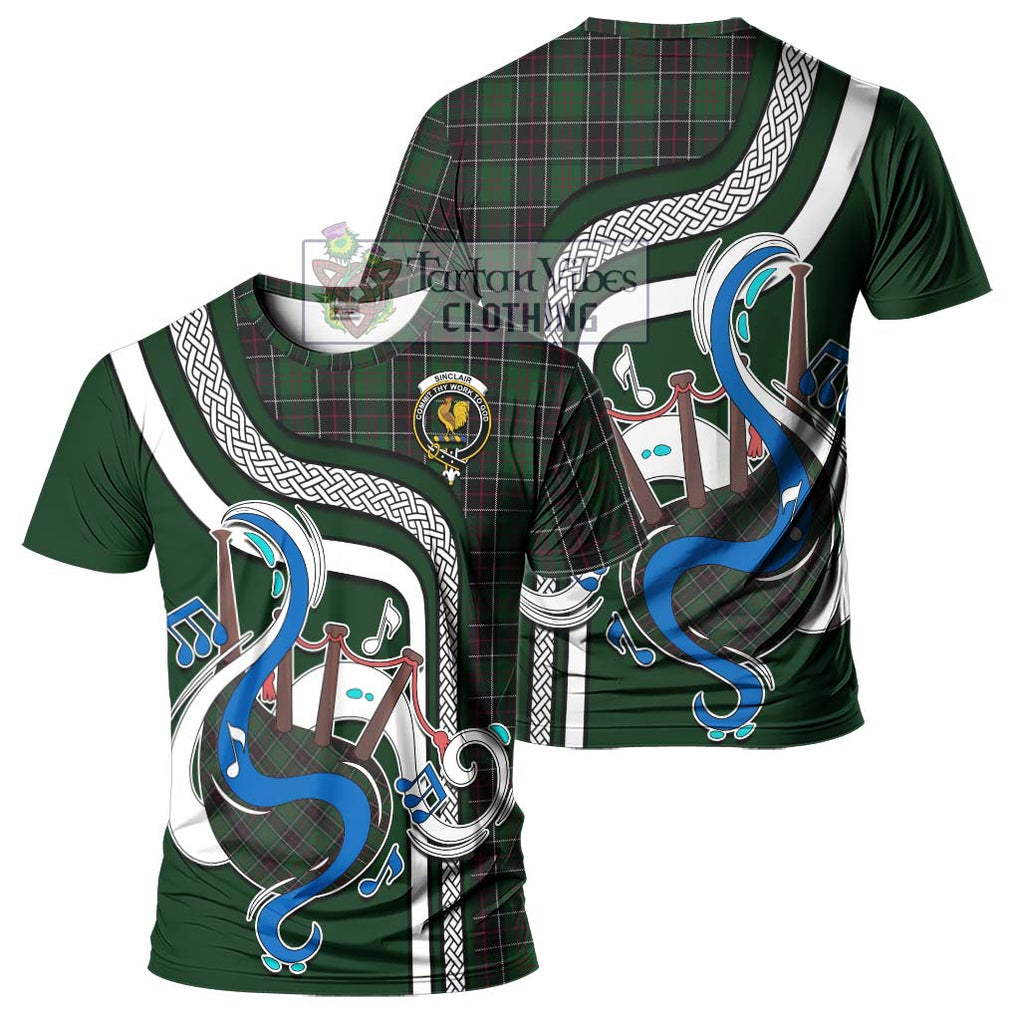 Sinclair Hunting Tartan T-Shirt with Epic Bagpipe Style - Tartanvibesclothing Shop