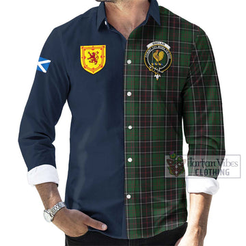 Sinclair Hunting Tartan Long Sleeve Button Shirt Alba with Scottish Lion Royal Arm Half Style