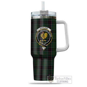 Sinclair Hunting Tartan and Family Crest Tumbler with Handle