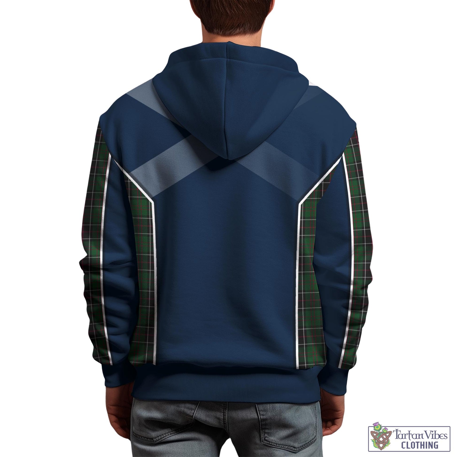 Tartan Vibes Clothing Sinclair Hunting Tartan Hoodie with Family Crest and Scottish Thistle Vibes Sport Style