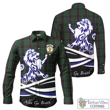 Sinclair Hunting Tartan Long Sleeve Button Up Shirt with Alba Gu Brath Regal Lion Emblem