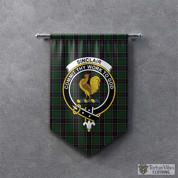 Sinclair Hunting Tartan Gonfalon, Tartan Banner with Family Crest