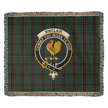 Sinclair Hunting Tartan Woven Blanket with Family Crest