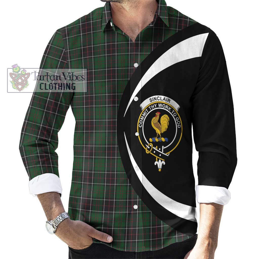 Tartan Vibes Clothing Sinclair Hunting Tartan Long Sleeve Button Up with Family Crest Circle Style