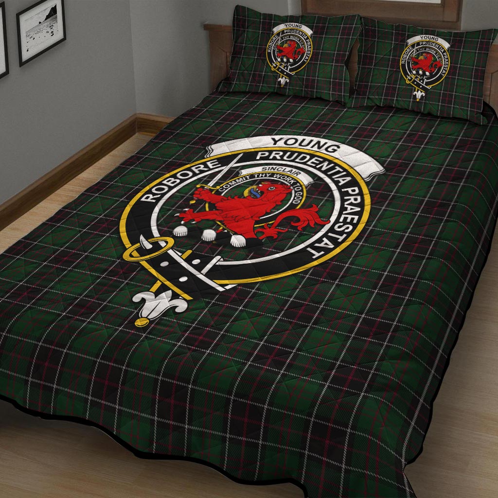 Sinclair Hunting Tartan Quilt Bed Set with Family Crest - Tartanvibesclothing Shop